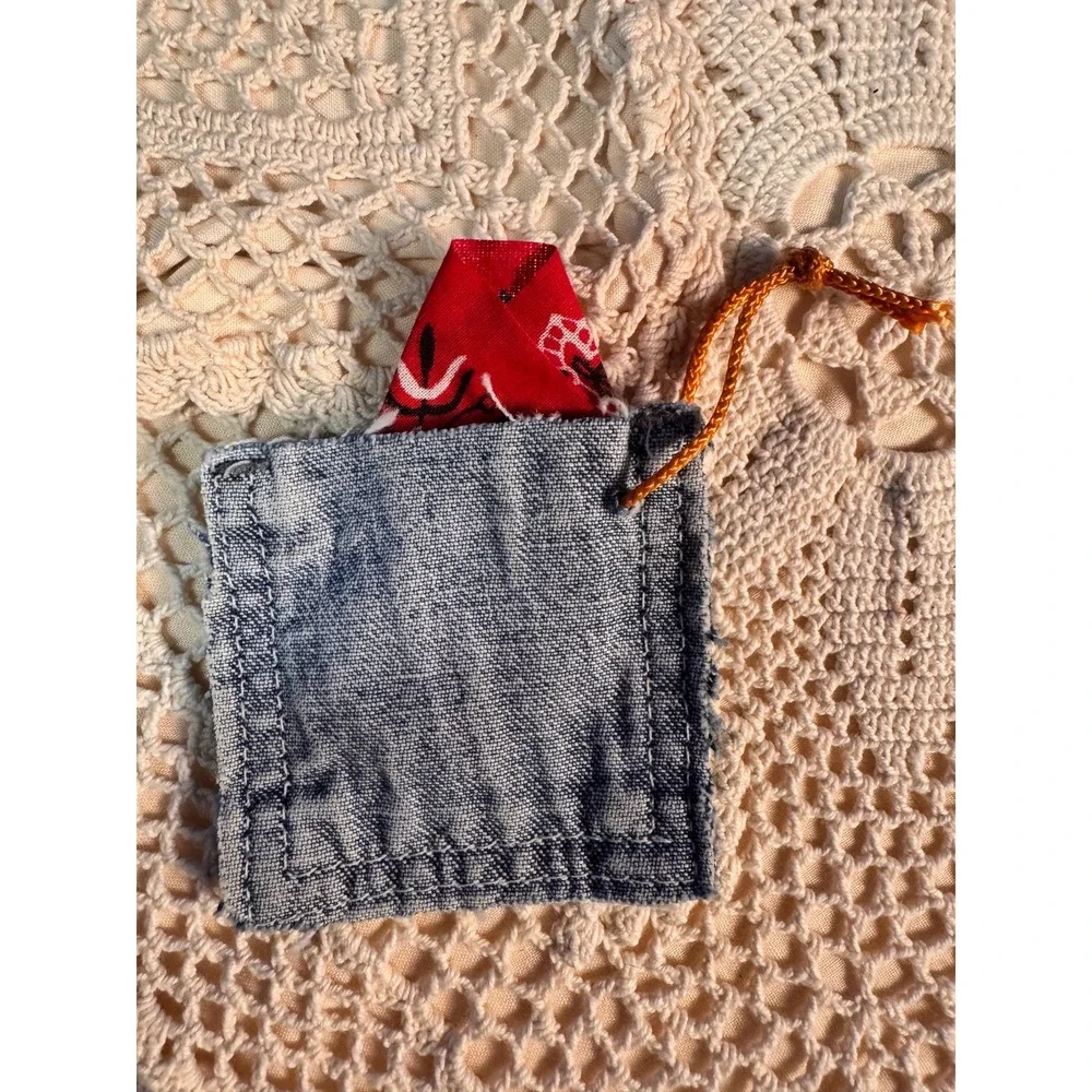 Handmade Countrycore Ornament Set Denim Pocket Bandana‎ Farmhouse Decor